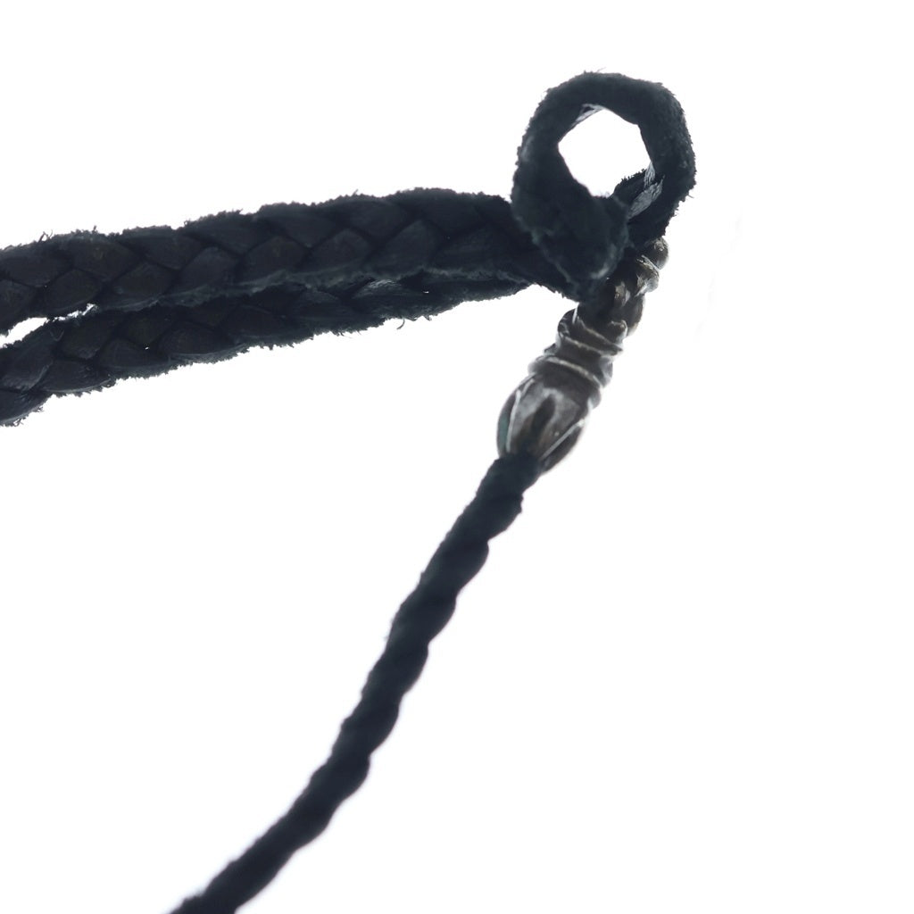 CHROME HEARTS(クロムハーツ) LEATHER BRAID SCROLL ネックレス レザーブレイドネックレス ブラック/シルバー BCA377