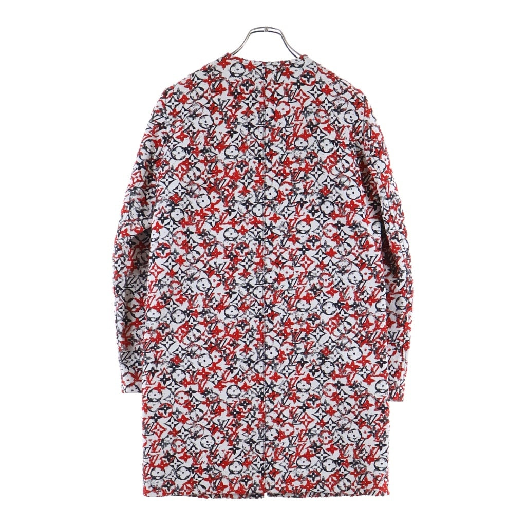 LOUIS VUITTON(ルイヴィトン) 18SS モノグラムジャガード ノーカラー ジップアップ ロング コート ジャケット レディース レッド RW181W FUQ FECO20