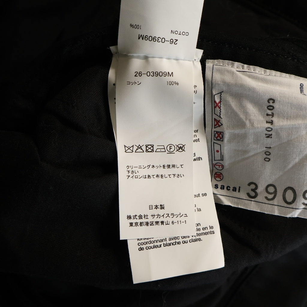 Sacai(サカイ) 26SS Cotton Chino Pants コットンチノパンツ ブラック 26-03909M