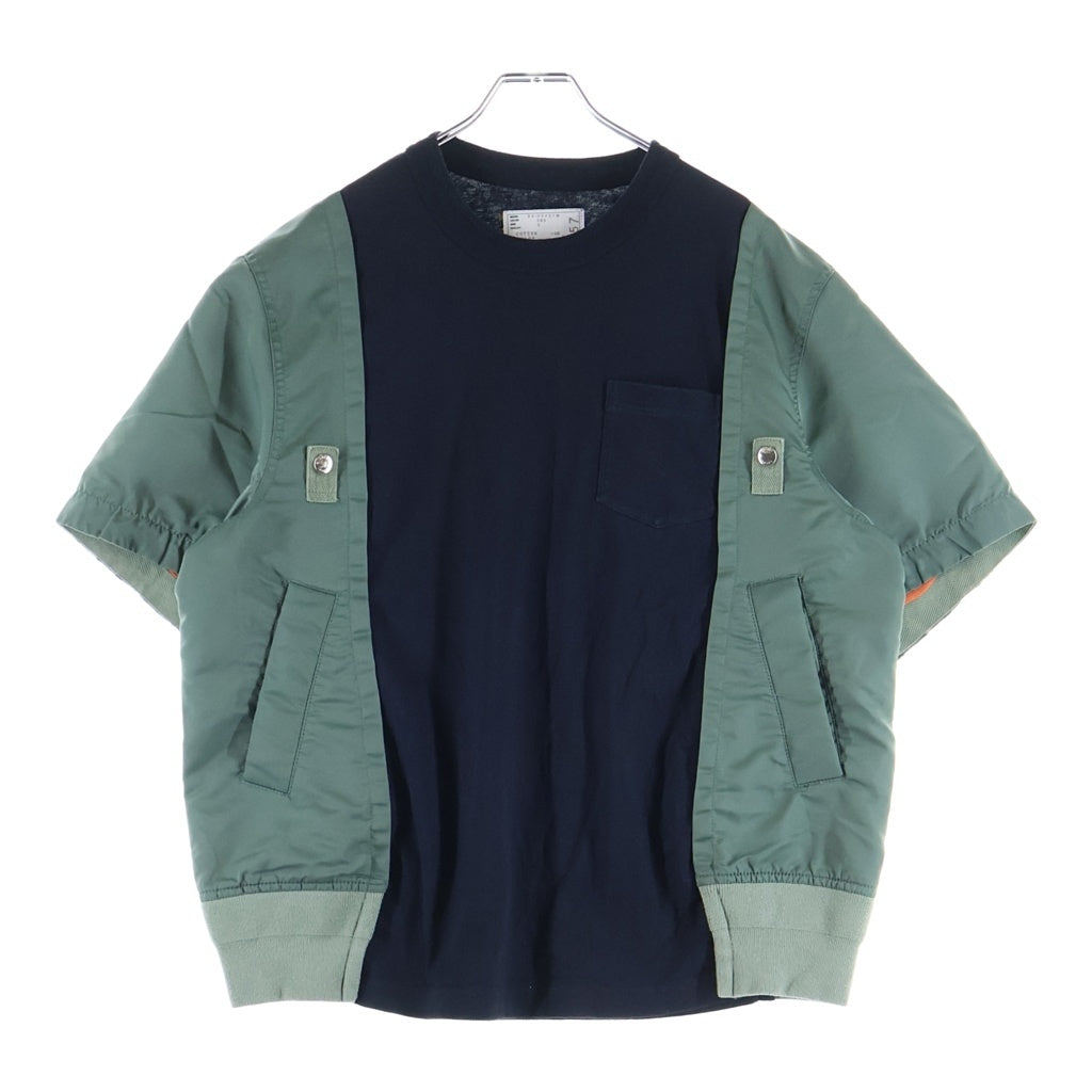Sacai(サカイ) 24SS コンビネーション ドッキング 半袖Tシャツ カットソー ブラック/カーキ 24-03457M