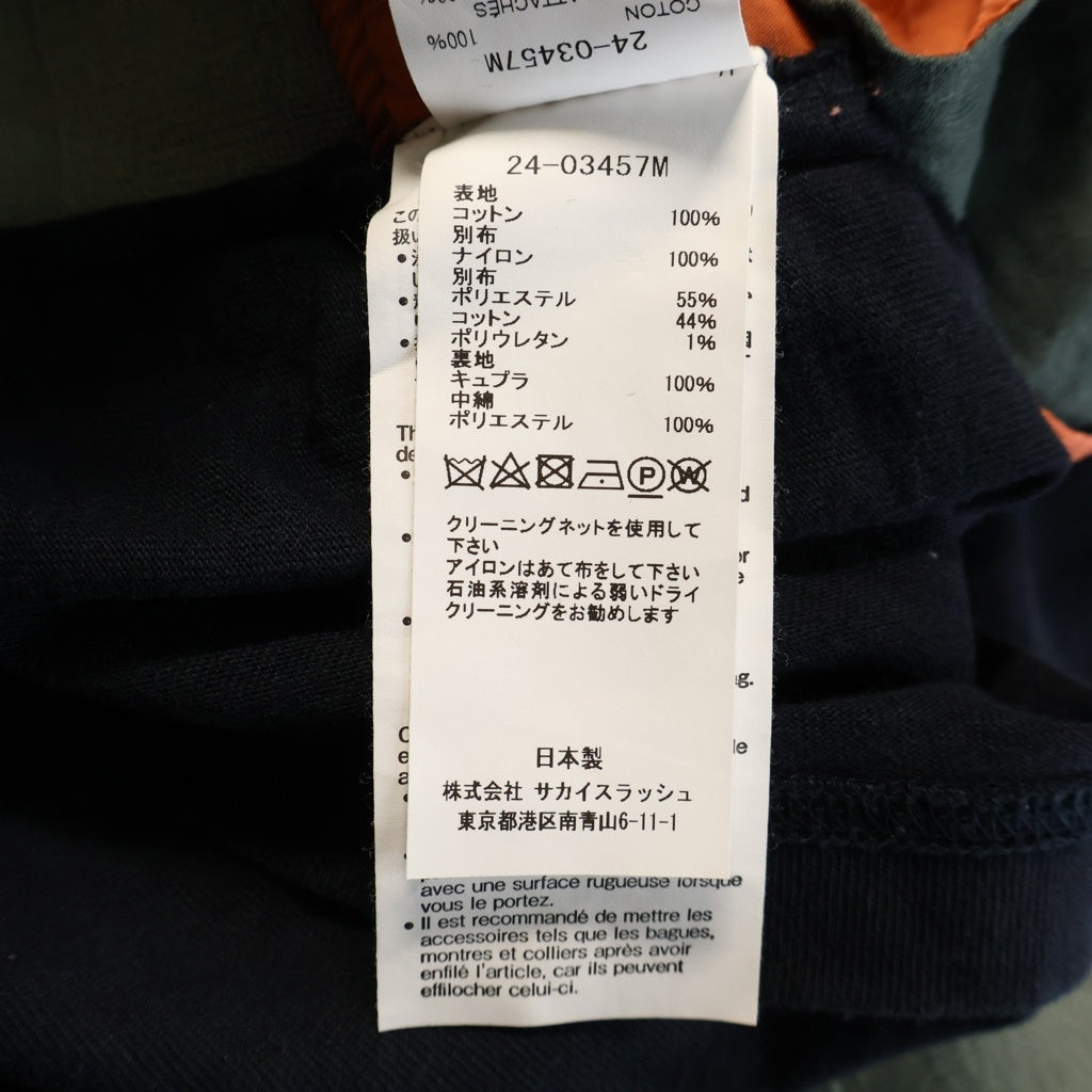 Sacai(サカイ) 24SS コンビネーション ドッキング 半袖Tシャツ カットソー ブラック/カーキ 24-03457M