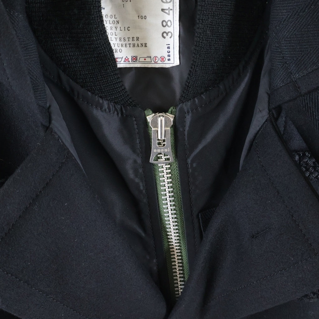Sacai(サカイ) 25AWWool Melton Blouson ウールメルトンブゾン ドッキングダッフルコート ブラック 25-03846M