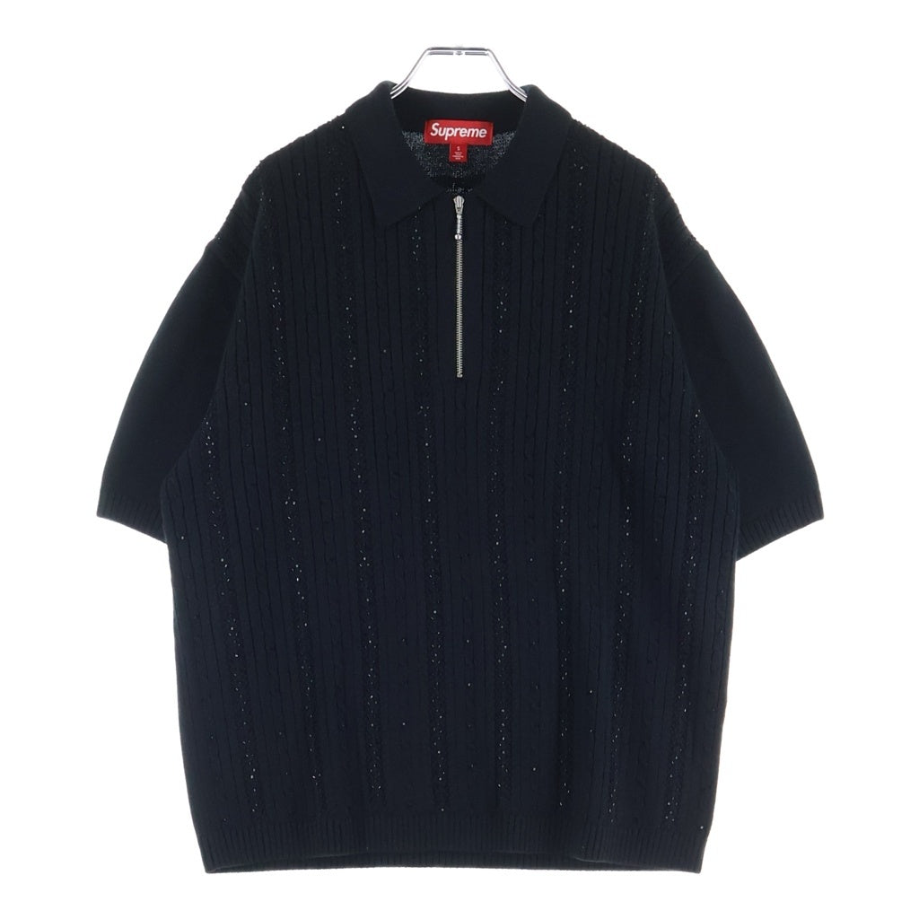 SUPREME(シュプリーム) 26SS Beaded Zip Polo ビーデッド ジップポロ ブラック
