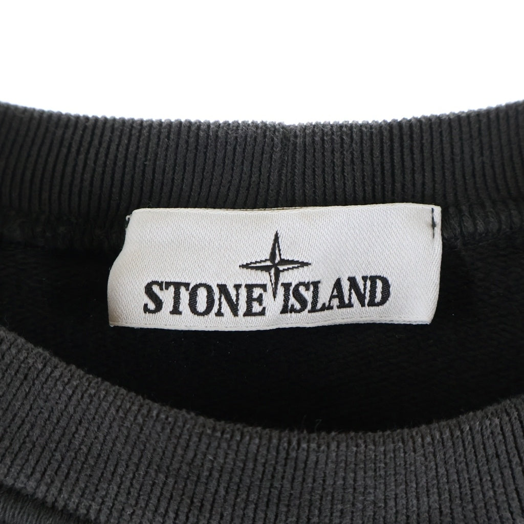 STONE ISLAND(ストーンアイランド) ロゴワッペン クルーネック 長袖スウェットトレーナー コットン ブラック K2S156100022S0A20