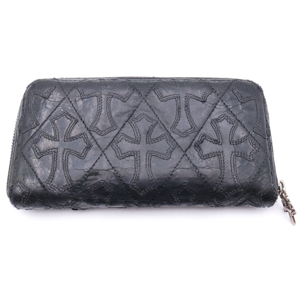 CHROME HEARTS(クロムハーツ) REC F ZIP QUILTED WALLET セメタリークロス キルティング レザーウォレット 財布 ブラック