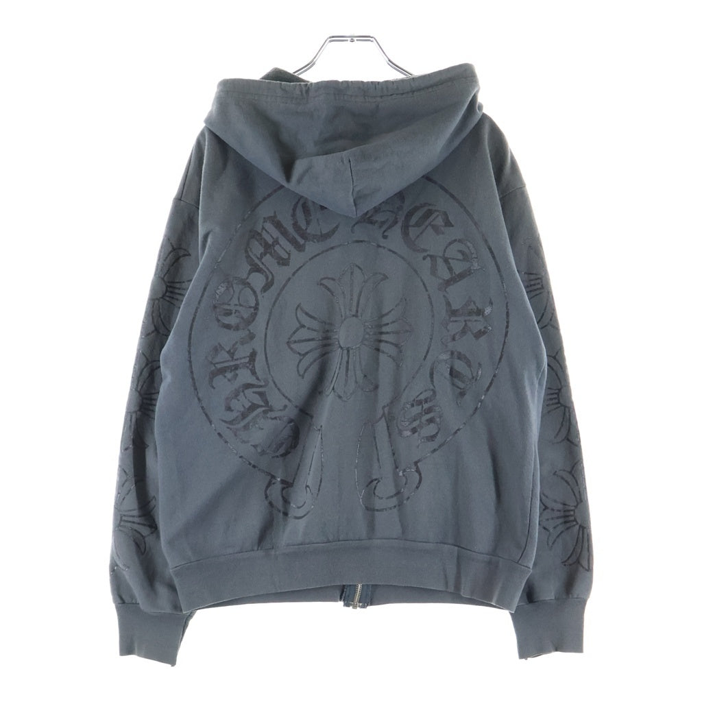 CHROME HEARTS(クロムハーツ) OLD THRML SWTSHRT HD ZIP CH PLUS 袖CHプラスプリント ジップアップ パーカー ブラック/ブラック
