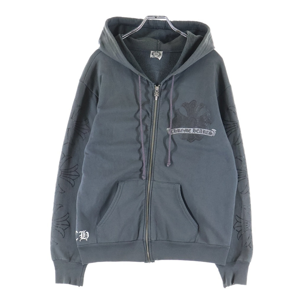 CHROME HEARTS(クロムハーツ) OLD THRML SWTSHRT HD ZIP CH PLUS 袖CHプラスプリント ジップアップ パーカー ブラック/ブラック