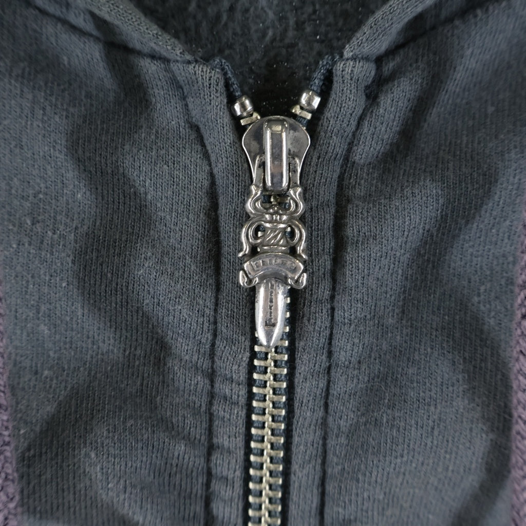 CHROME HEARTS(クロムハーツ) OLD THRML SWTSHRT HD ZIP CH PLUS 袖CHプラスプリント ジップアップ パーカー ブラック/ブラック