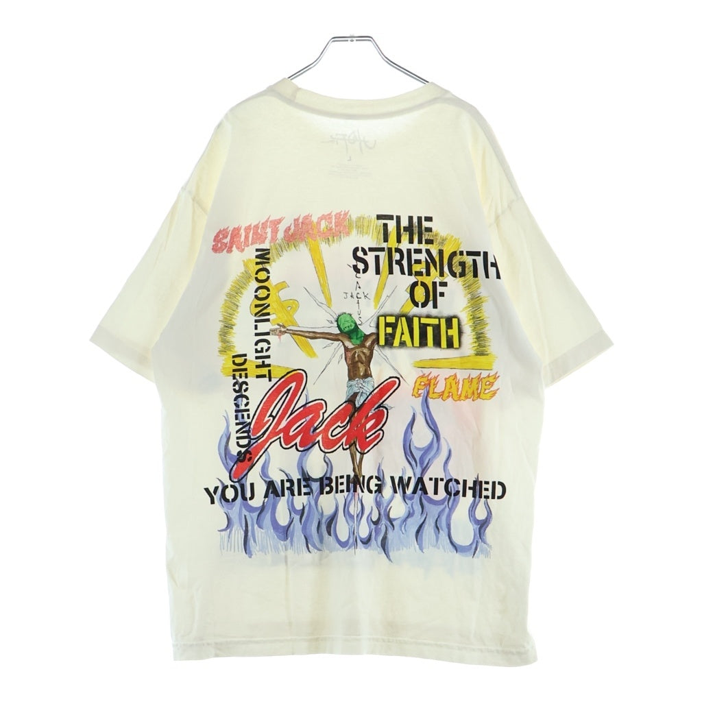 SAINT MICHAEL(セントマイケル) ×travis Scott Utopi ユートピア 両面プリント クルーネック半袖 Tシャツ カットソー ホワイト