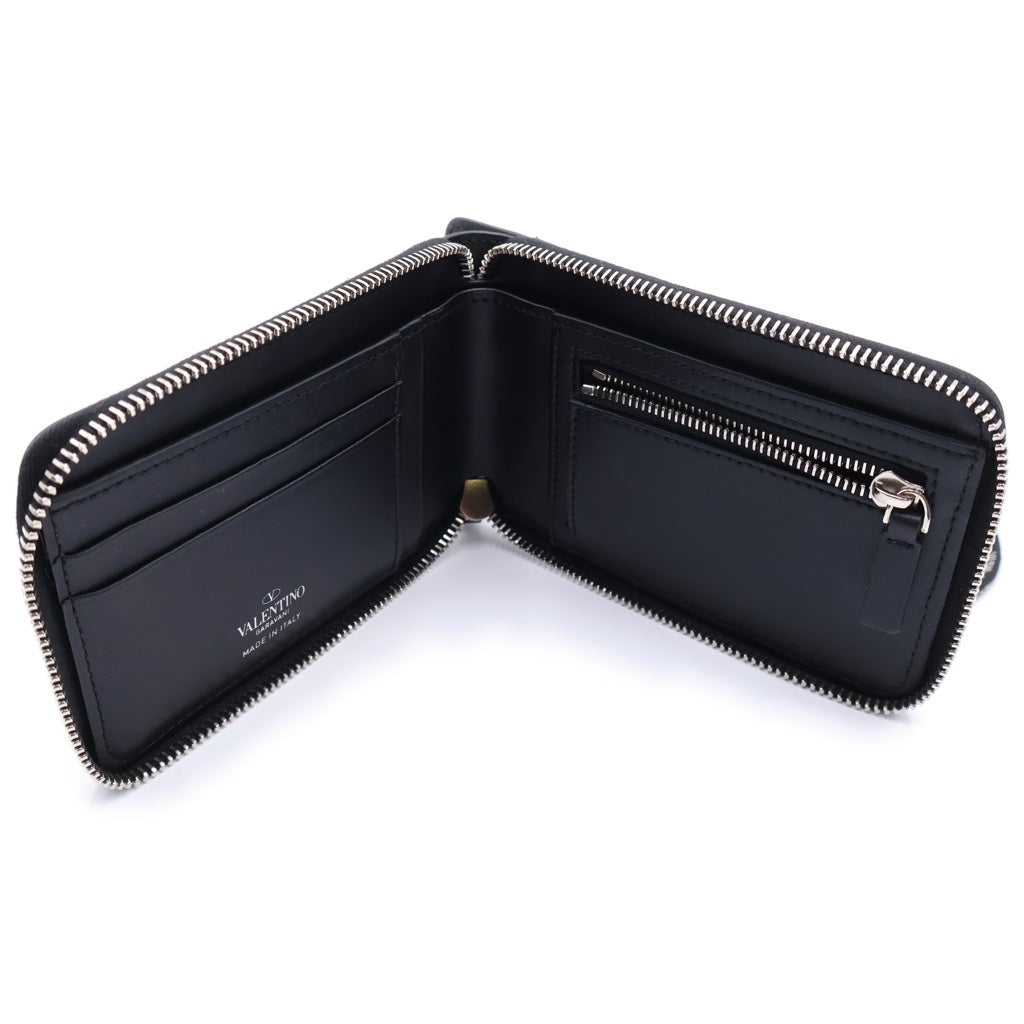 VALENTINO GARAVANI(ヴァレンチノガラヴァーニ) 二つ折り レザー ストラップ付 ネックウォレット ブラック WY2P0P90LVN レディース