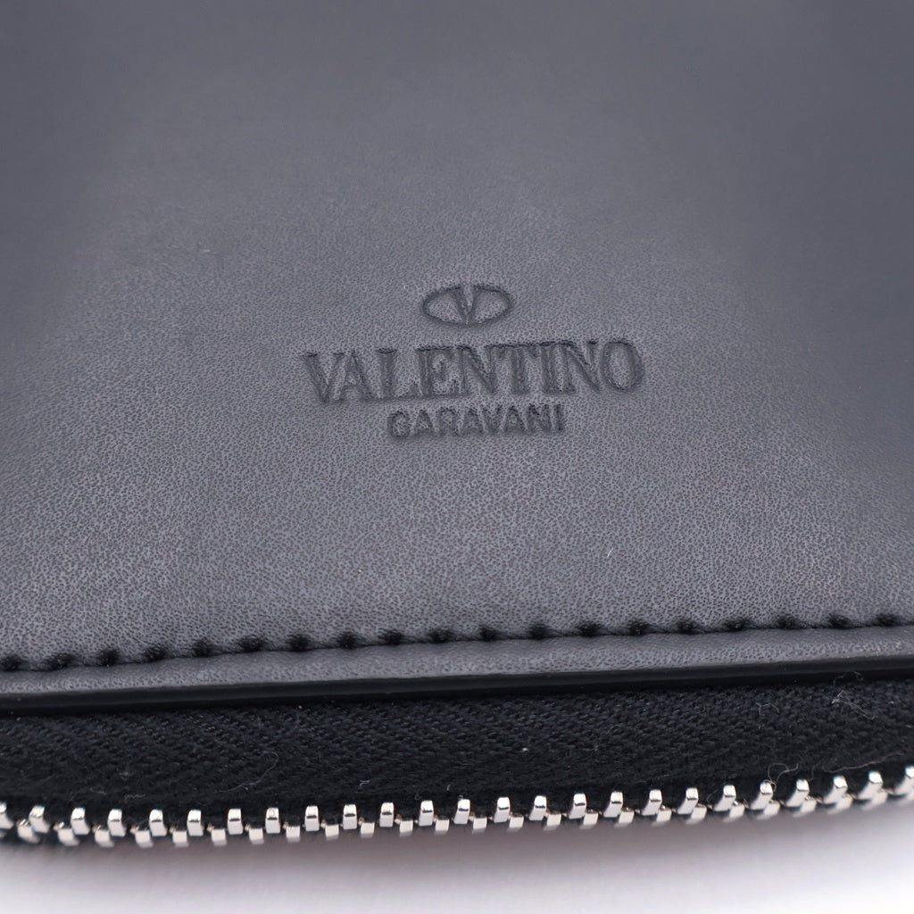 VALENTINO GARAVANI(ヴァレンチノガラヴァーニ) 二つ折り レザー ストラップ付 ネックウォレット ブラック WY2P0P90LVN レディース