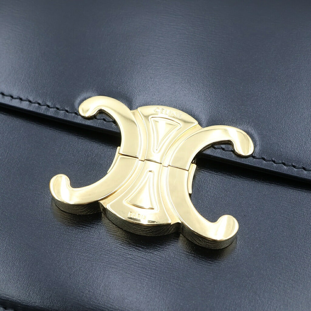 CELINE(セリーヌ) ティーン トリオンフ ショルダーバッグ ブラック レザー ゴールド金具
