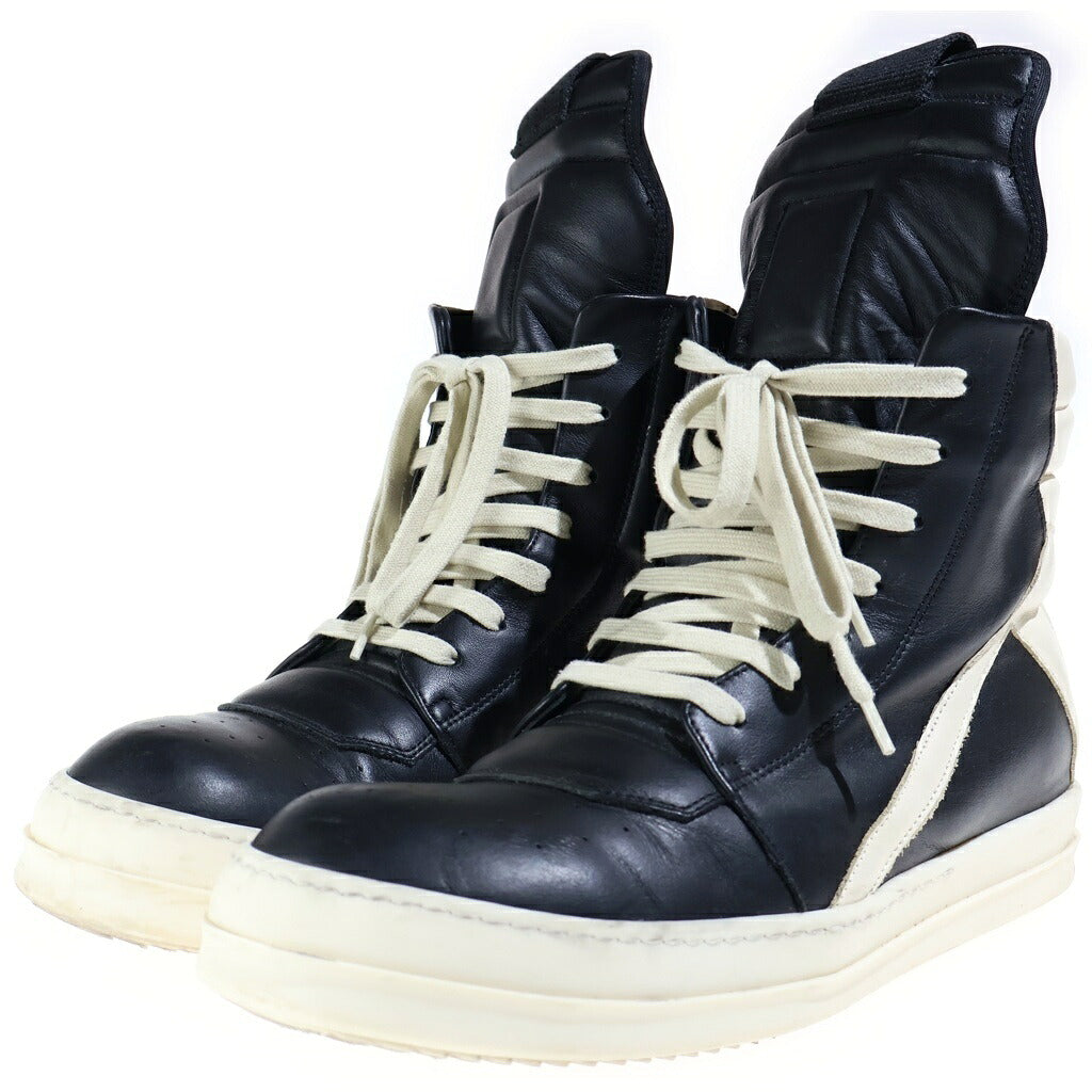 Rick Owens(リックオウエンス) Geobasket Sneaker ジオバスケットレザーハイカットスニーカー ブラック/ホワイト RU01F2894