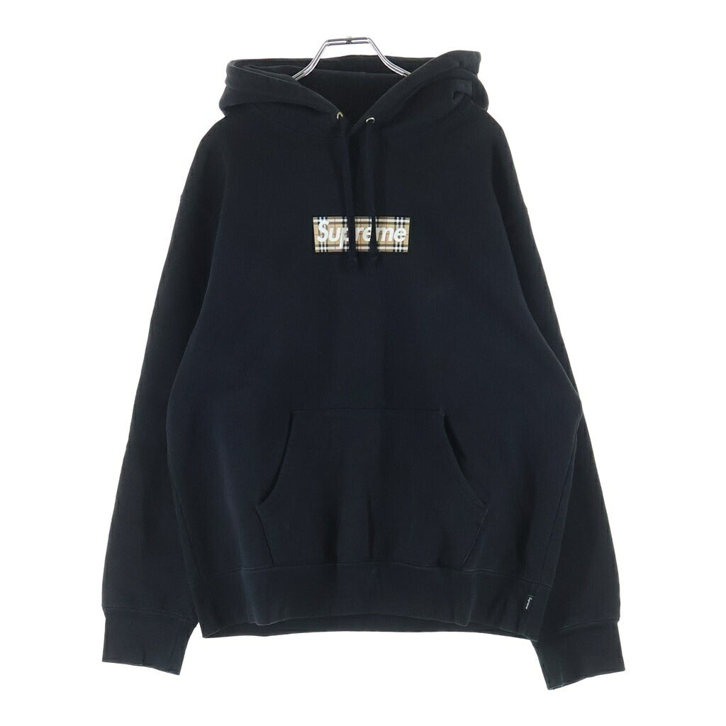 SUPREME(シュプリーム) 22SS ×BURBERRY Box Logo Hooded Sweatshirt バーバリー ボックスロゴ スウェットプルオーバーパーカー フーディー ブラック