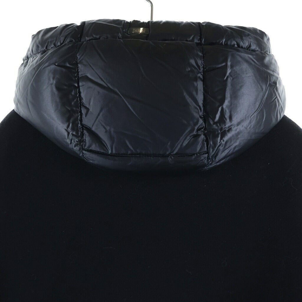 HERNO(ヘルノ) ドッキング フーデッド ナイロン ダウンコート ブラック レディースpi001966d-33344-9300