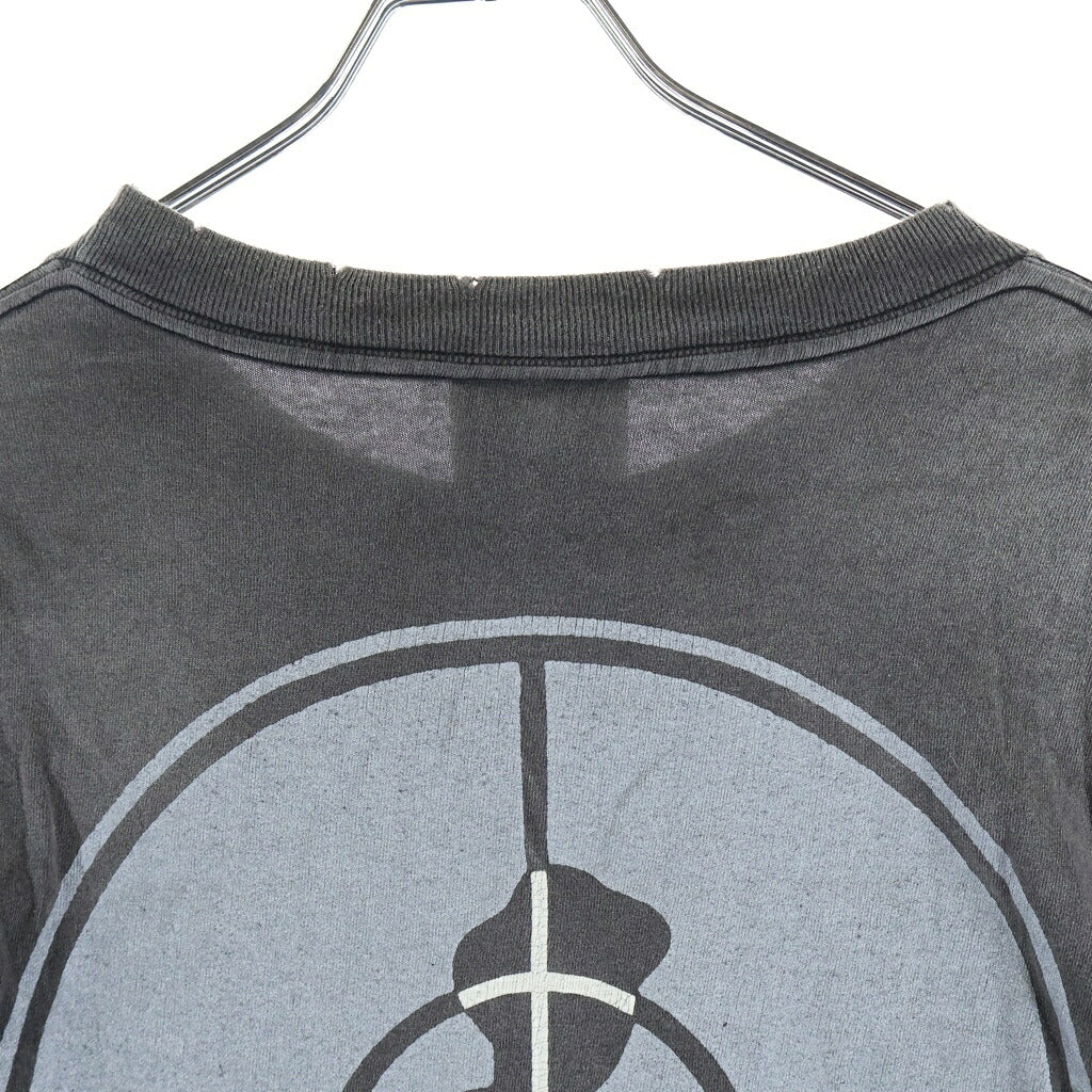 SAINT MICHAEL(セントマイケル) 24AW×PUBLIC SNT ENEMY SS TEE パブリックエネミー ヴィンテージ加工プリント半袖Tシャツ ブラック SM-YS1-0000-C18