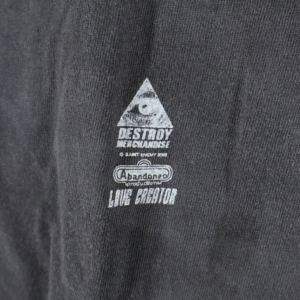 SAINT MICHAEL(セントマイケル) 24AW×PUBLIC SNT ENEMY SS TEE パブリックエネミー ヴィンテージ加工プリント半袖Tシャツ ブラック SM-YS1-0000-C18
