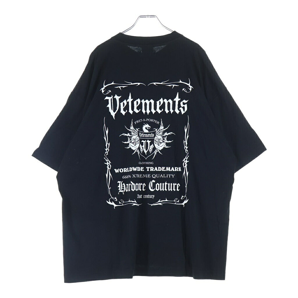 VETEMENTS(ヴェトモン) 21AW ダブルバッジ グラフィック プリント 半袖Tシャツ カットソー ブラック UA52TR480B