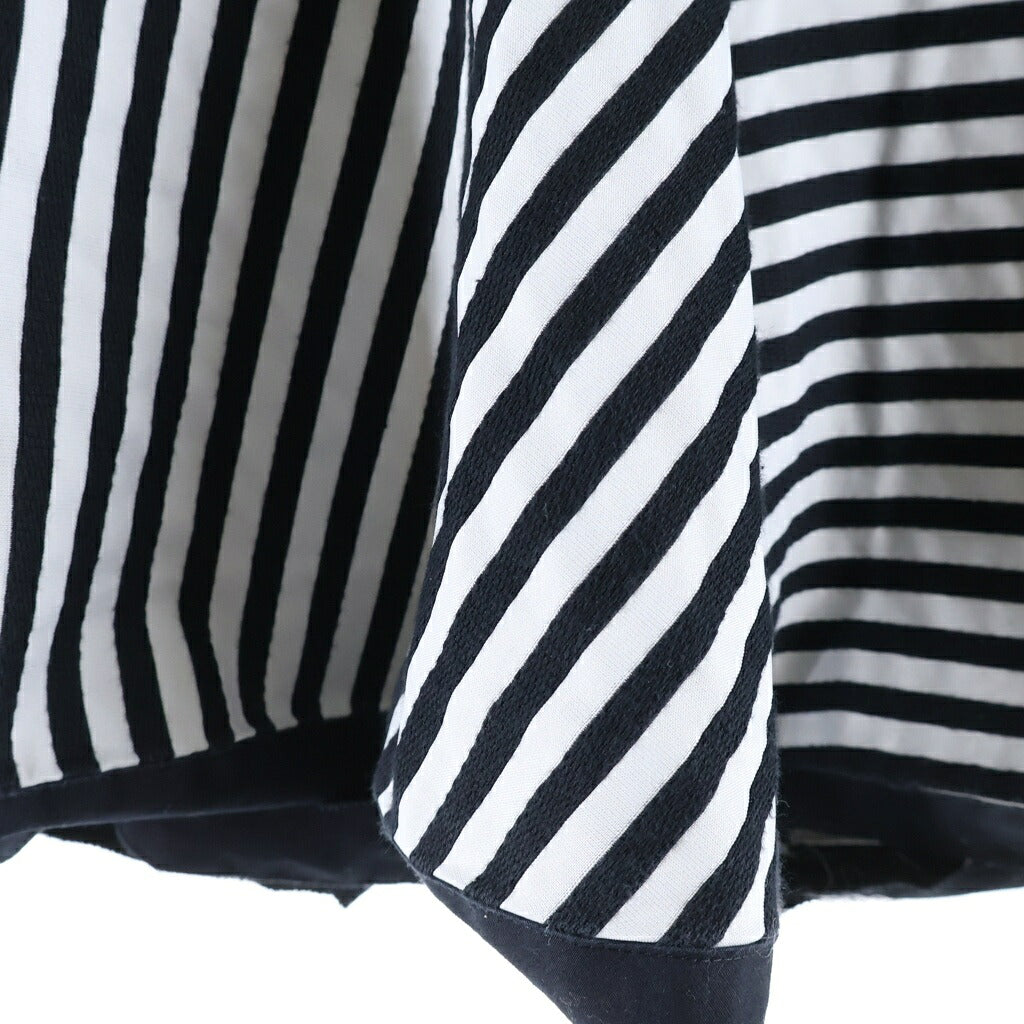 NO BRAND(ノーブランド) Borders at Balcony Round Peplum Half Sleeve Top ボーダーズ アット バルコニー ラウンド ペプラム ハーフ スリーブ トップ クルーネック半袖 カットソー ブラック レディース
