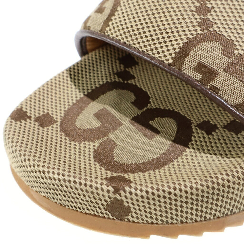 GUCCI(グッチ) ジャンボGGキャンバス スライド レザー ラバーソール