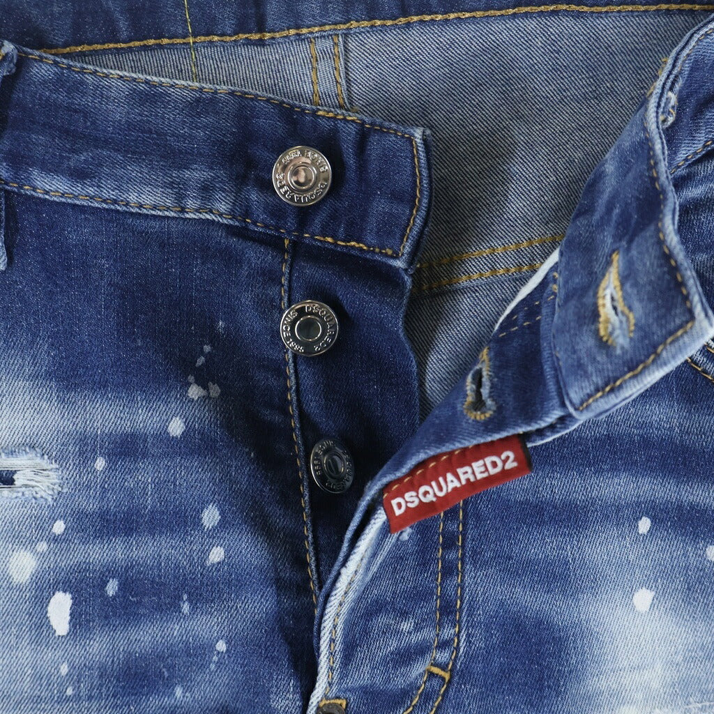 DSQUARED2(ディースクエアード) ボタンフライ スキニーデニム パンツ インディゴ S74LB1061