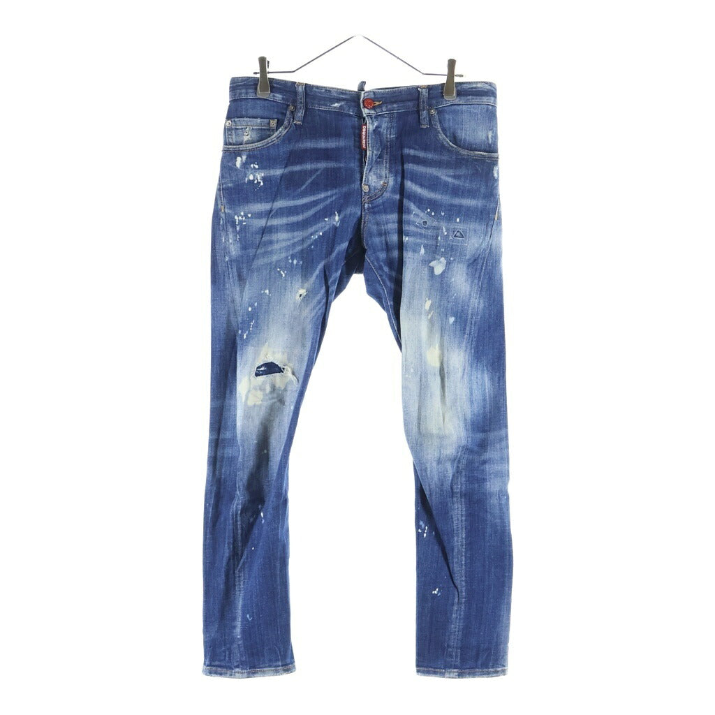 DSQUARED2(ディースクエアード) Sexy Twist Jean エラスタンペイント ボタンフライ ダメージデニムパンツ インディゴ S71LB0683