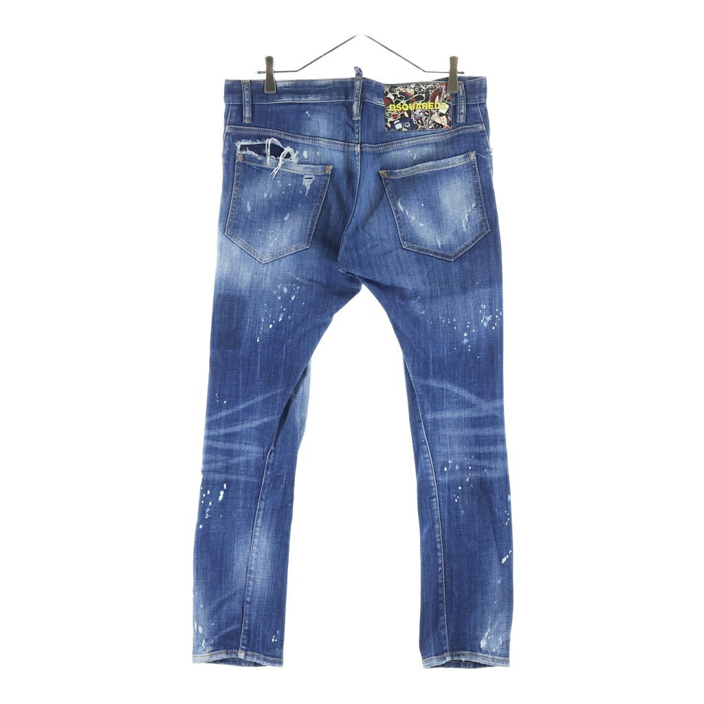 DSQUARED2(ディースクエアード) Sexy Twist Jean エラスタンペイント ボタンフライ ダメージデニムパンツ インディゴ S71LB0683