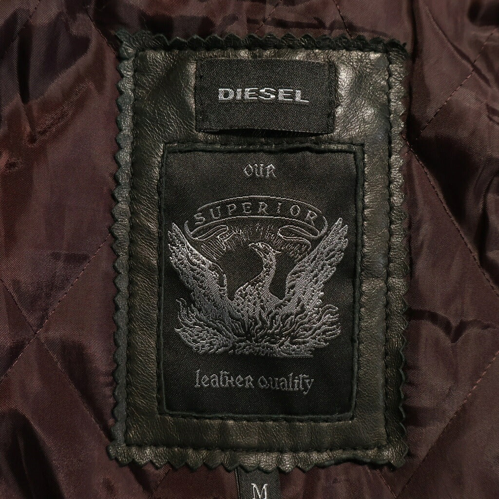 DIESEL(ディーゼル) ラムレザー MA-1 ジャケット ブラック S.C.IN000035