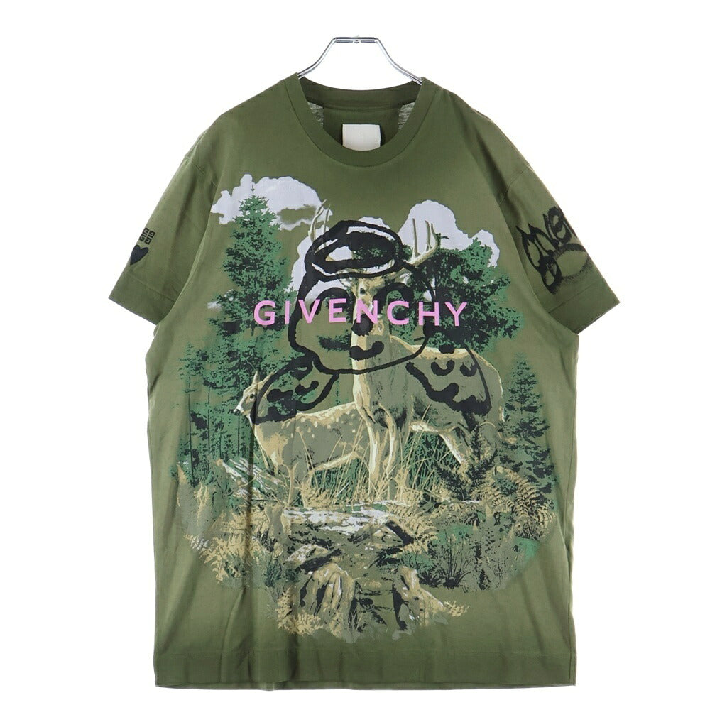 GIVENCHY(ジバンシィ) 両面プリント クルーネック半袖Tシャツ カットソー カーキ BM716N3YGX