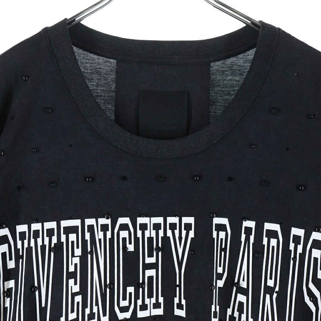 GIVENCHY(ジバンシィ) ロゴプリント スタッズ付き クルーネック半袖Tシャツ カットソー ブラック BM716R3YBR