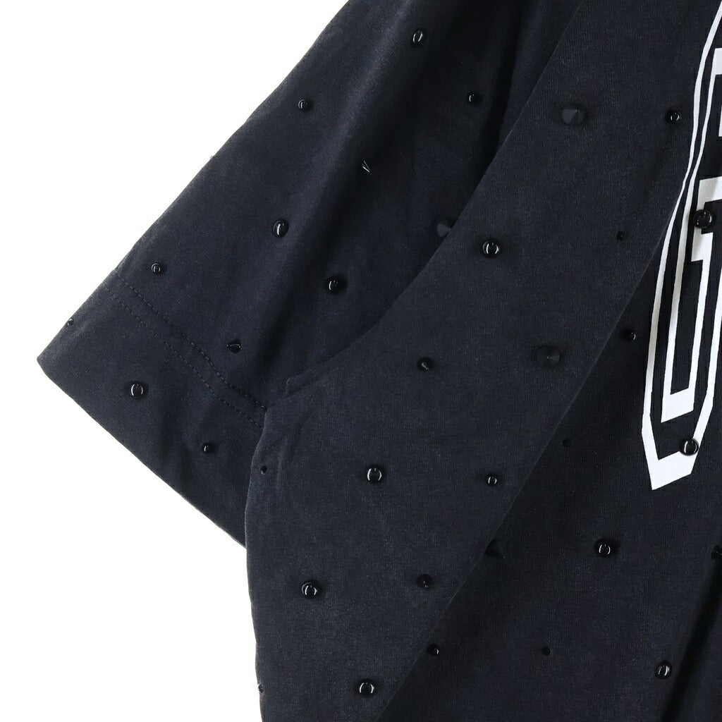 GIVENCHY(ジバンシィ) ロゴプリント スタッズ付き クルーネック半袖Tシャツ カットソー ブラック BM716R3YBR
