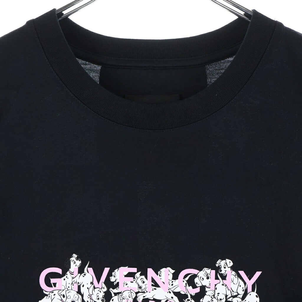 GIVENCHY(ジバンシィ) ×Disney 101Dalmatians 101ダルメシアンプリント クルーネック半袖 スリムTシャツ カットソー ブラック BW707Y3ZAR