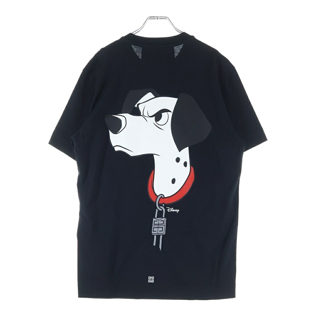 GIVENCHY(ジバンシィ) ×Disney 101Dalmatians 101ダルメシアンバックプリント フロントロゴ刺繍 クルーネック半袖Tシャツ カットソー ブラック BM71E83Y6B