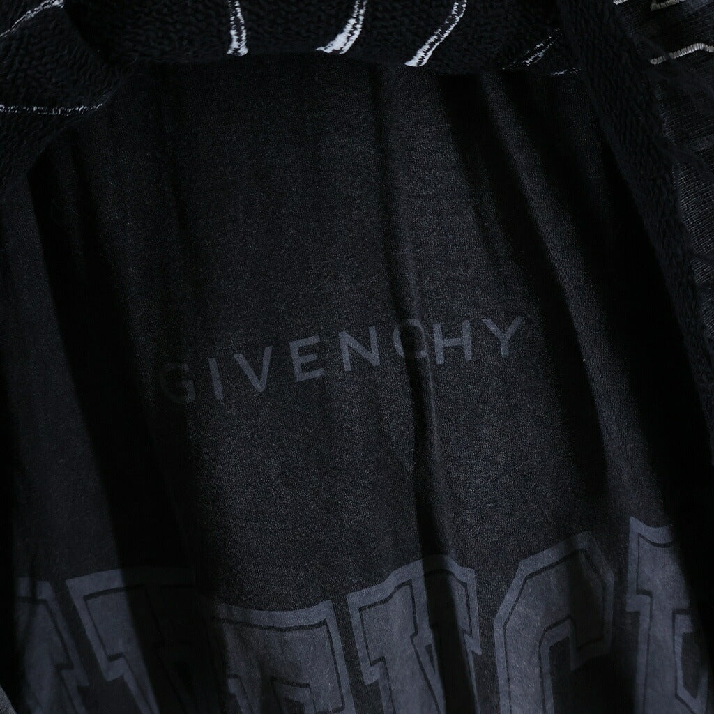 GIVENCHY(ジバンシィ) レイヤード フード付き モックネック ダメージ Tシャツ カットソー ブラック BM71FE3Y8T