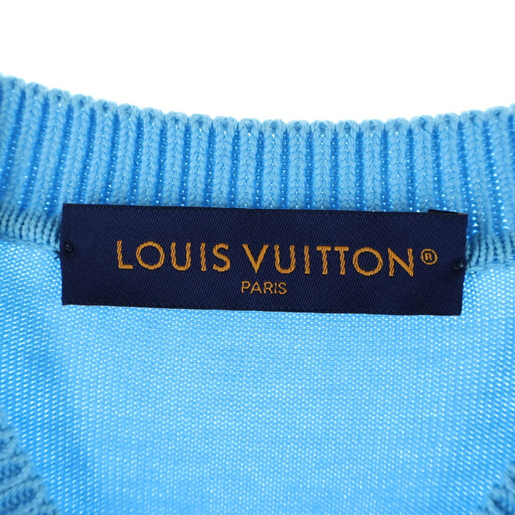 LOUIS VUITTON(ルイヴィトン) クルーネック 半袖ニット カットソー ブルー RN232Q OY8 HNN42W