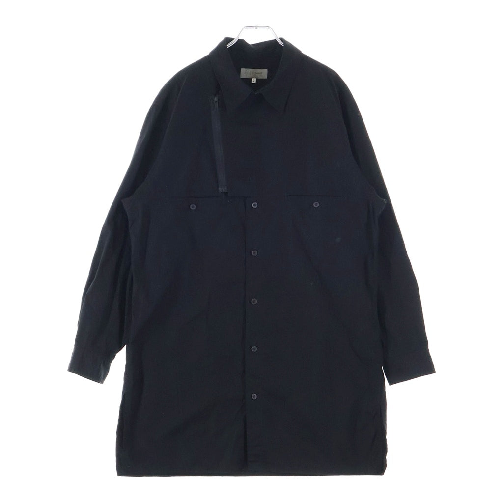 Yohji Yamamoto POUR HOMME(ヨウジヤマモト プールオム) フロントジッパーポケット ロング長袖シャツ ブラック HO-B16-514-2