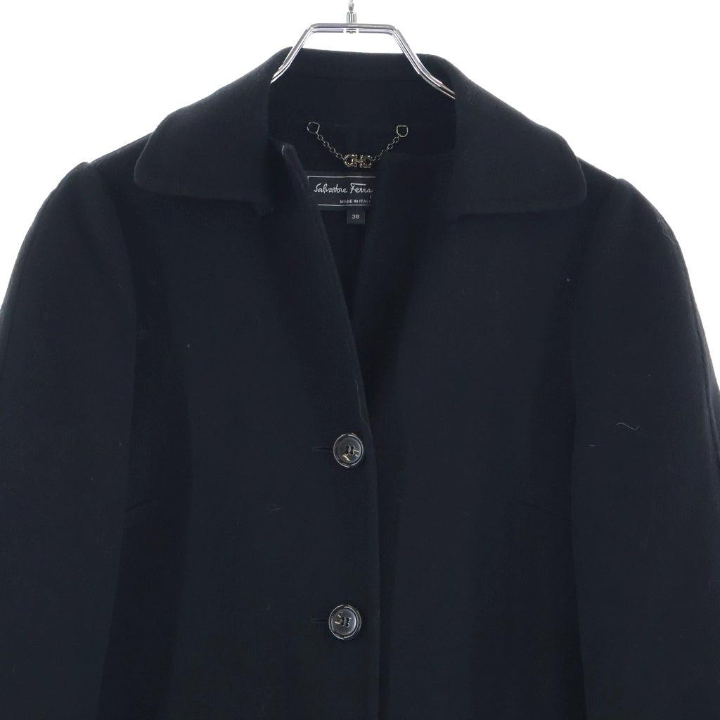 Salvatore Ferragamo(サルヴァトーレ フェラガモ) ステンカラーコート ロングコート ブラック ウール×カシミヤ レディース