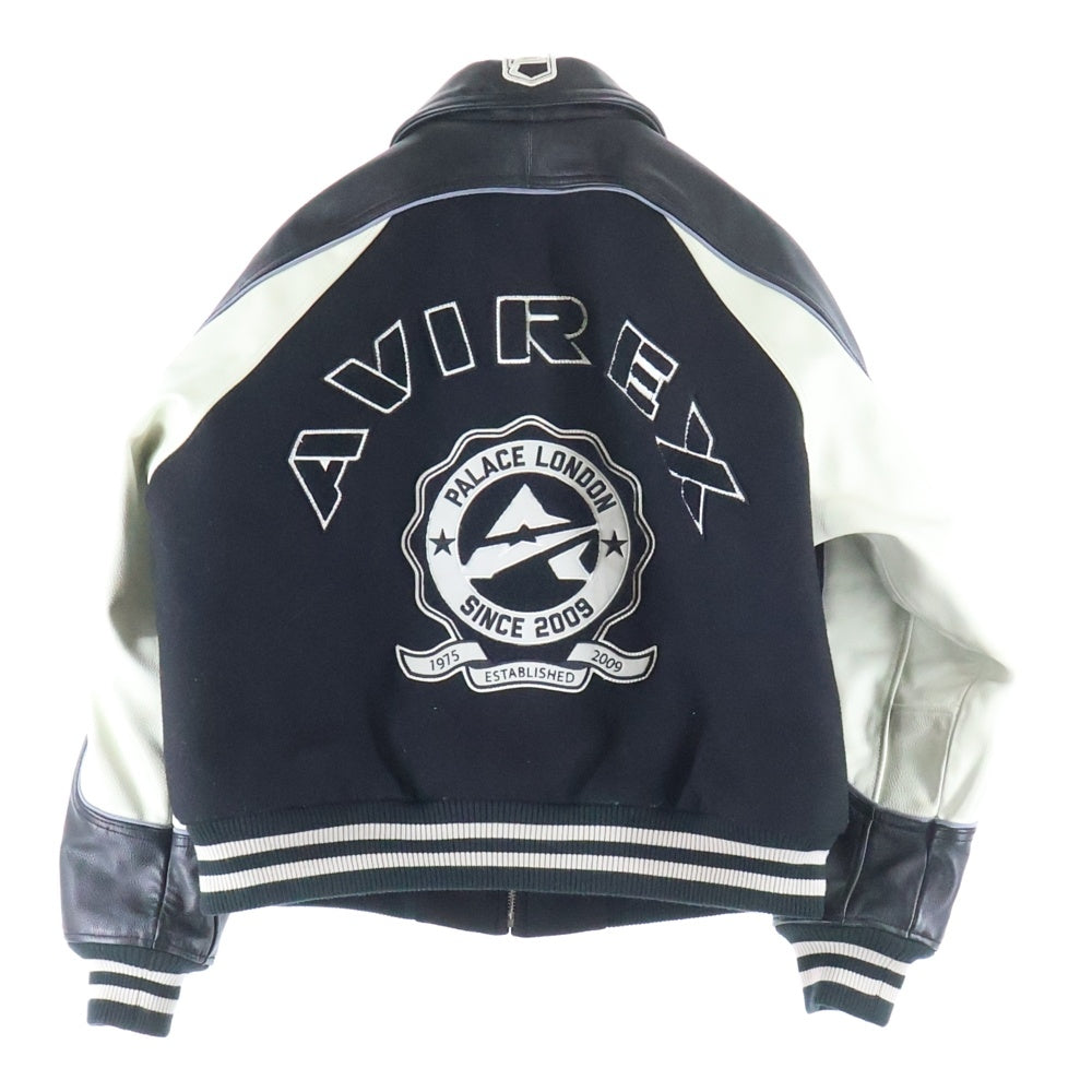 AVIREX(アヴィレックス) 24AW ×PALACE パレス アームレザー切り替え スタジャン ジャケット ブラック