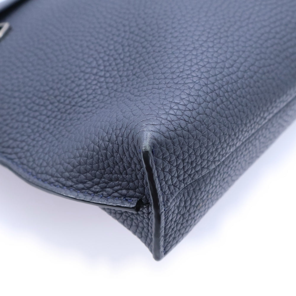 COACH(コーチ) ロゴストラップ付 レザー セカンドバッグ ネイビー