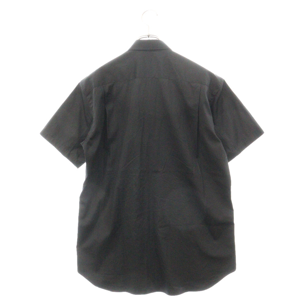 CHROME HEARTS(クロムハーツ) ×COMME des GARCONS SHIRT コムデギャルソンシャツ レザー切り替え クロスボールボタン 半袖シャツ ブラック