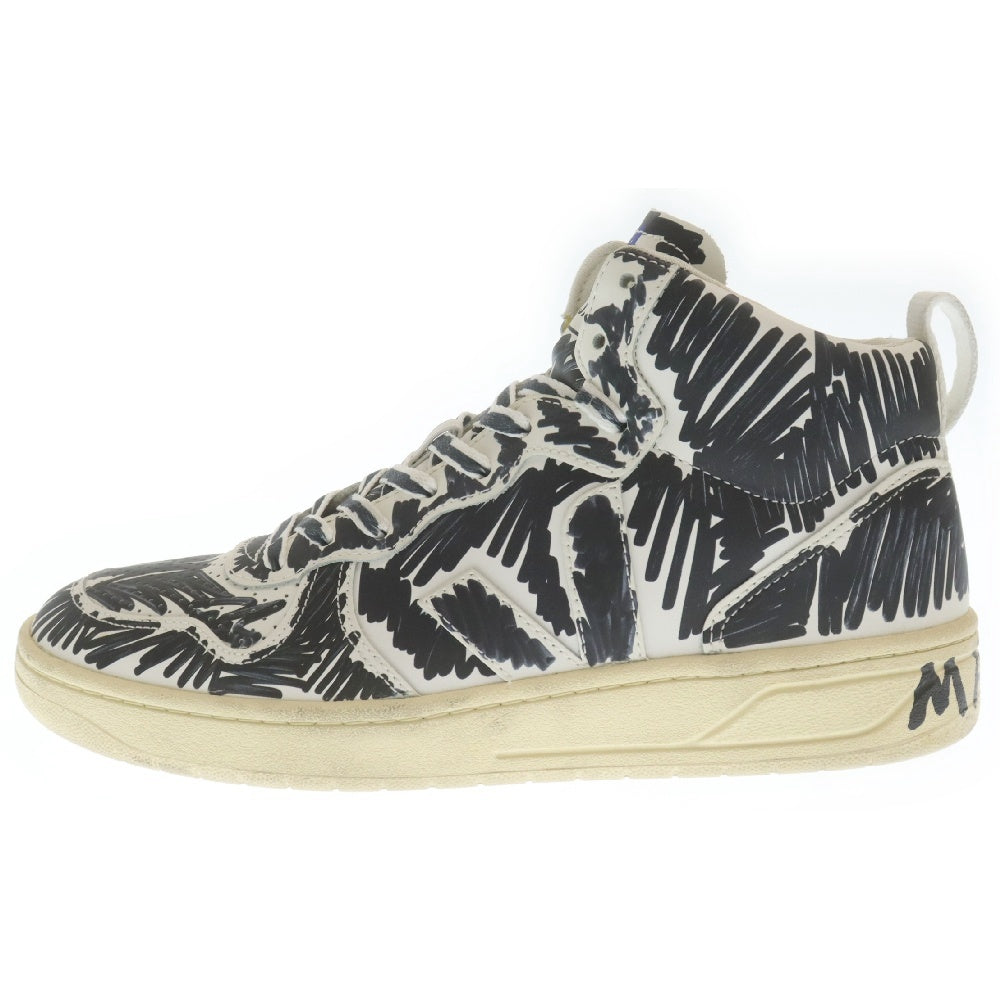 MARNI(マルニ) ×VEJA V-15 HIGH CUT SNEAKERS ベジャ 総柄ハイカットスニーカー シューズ ブラック/ホワイト