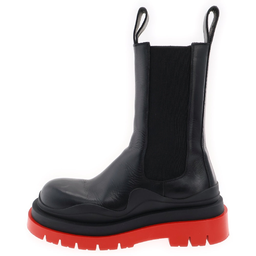BOTTEGA VENETA(ボッテガヴェネタ) Black Leather Lug Boot ブラックレザー ラグブーツ ブラック/レッド