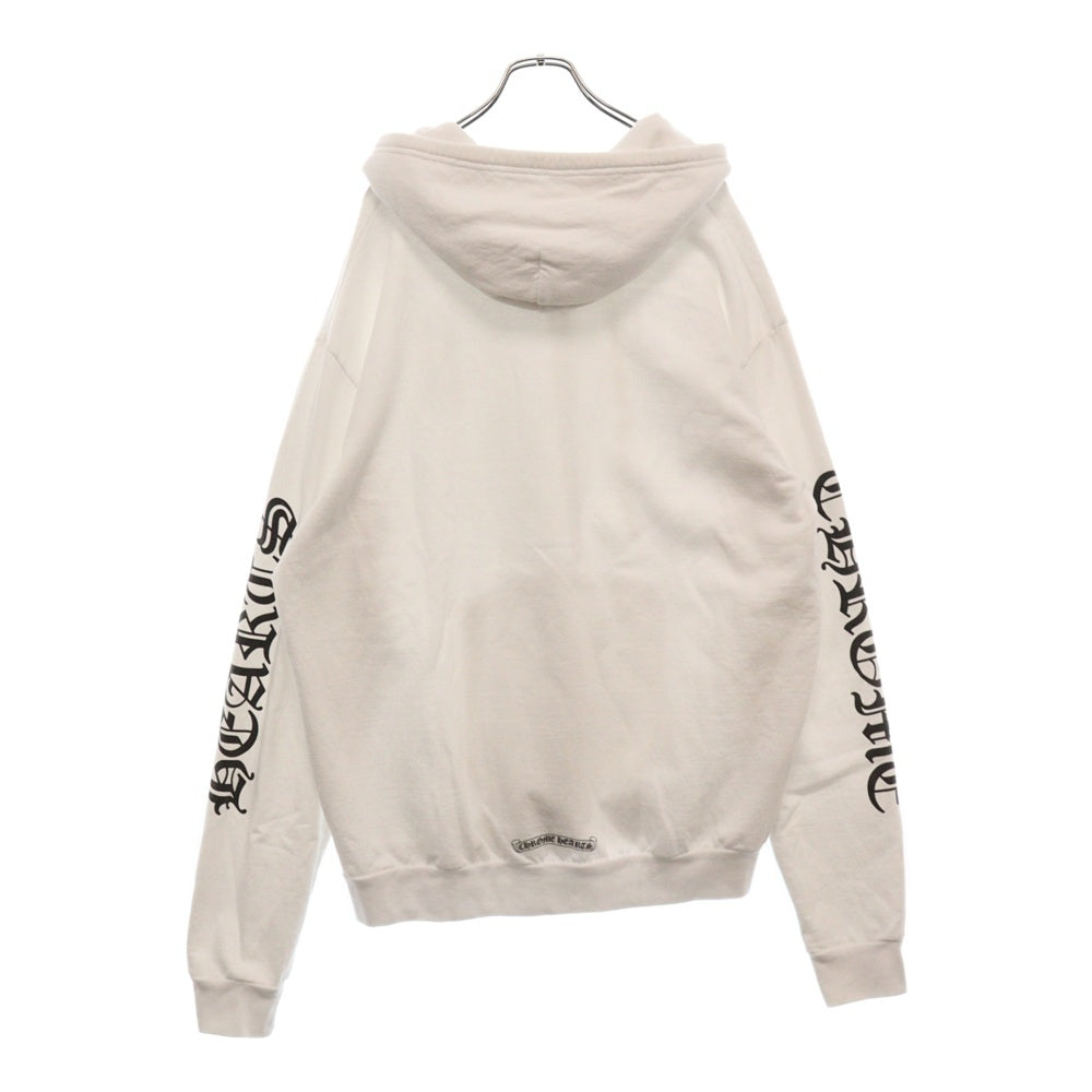 CHROME HEARTS(クロムハーツ) SWTSHRT HD ZIP 袖ロゴバックプリントジップアップパーカー ホワイト