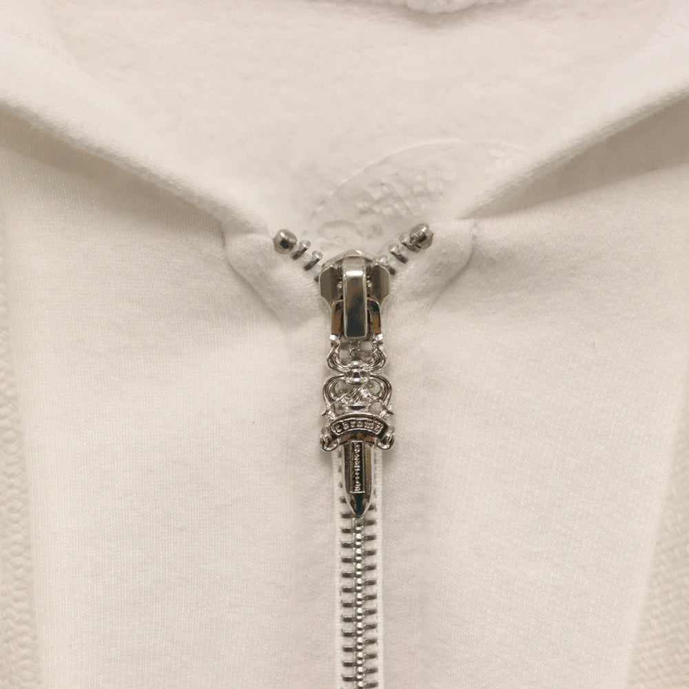 CHROME HEARTS(クロムハーツ) SWTSHRT HD ZIP 袖ロゴバックプリントジップアップパーカー ホワイト