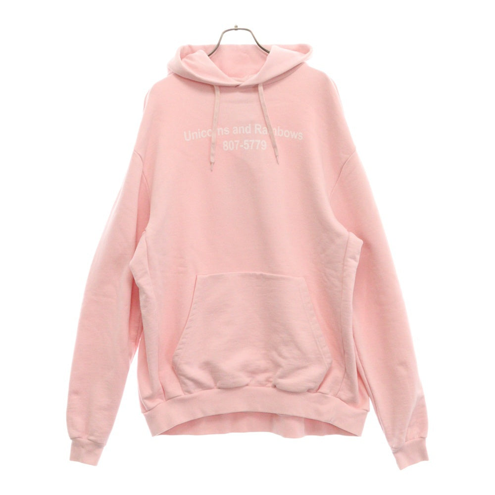 VETEMENTS(ヴェトモン) 19AW Rainbows Unicorn Hoodie レインボーユニコーン フーディー スウェットプルオーバーパーカー ピンク EAH19TR402