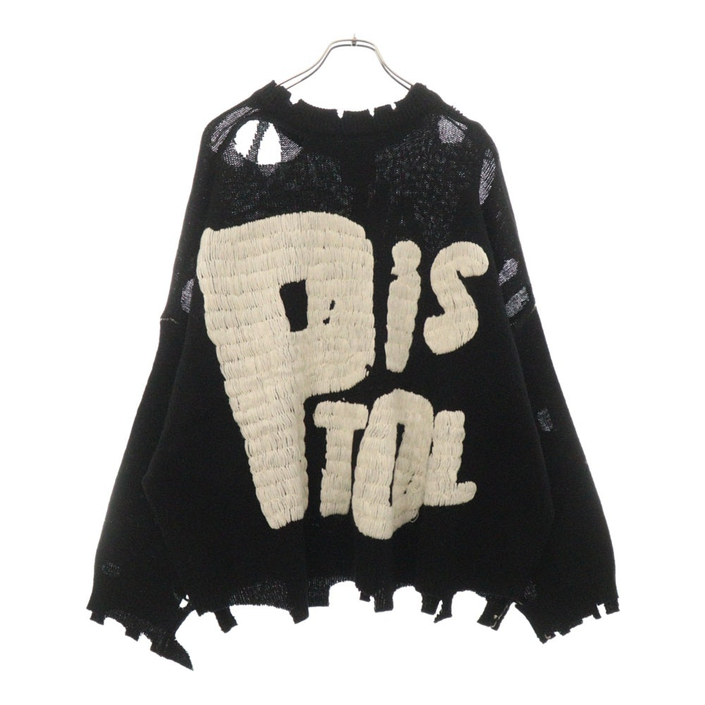 SAINT MICHAEL(セントマイケル) 24AW xSex Pistols SP CREW KNT I AM A クラッシュ加工クルーネックニット セックスピストルズ ブラック SM-YS1-0000-C24