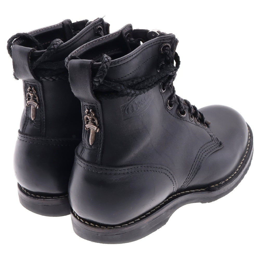 CHROME HEARTS(クロムハーツ) ×ウエスコ/WESCO FIREMAN/ファイヤーマン センターダガージップレースアップレザーブーツ 9.5E ブラック