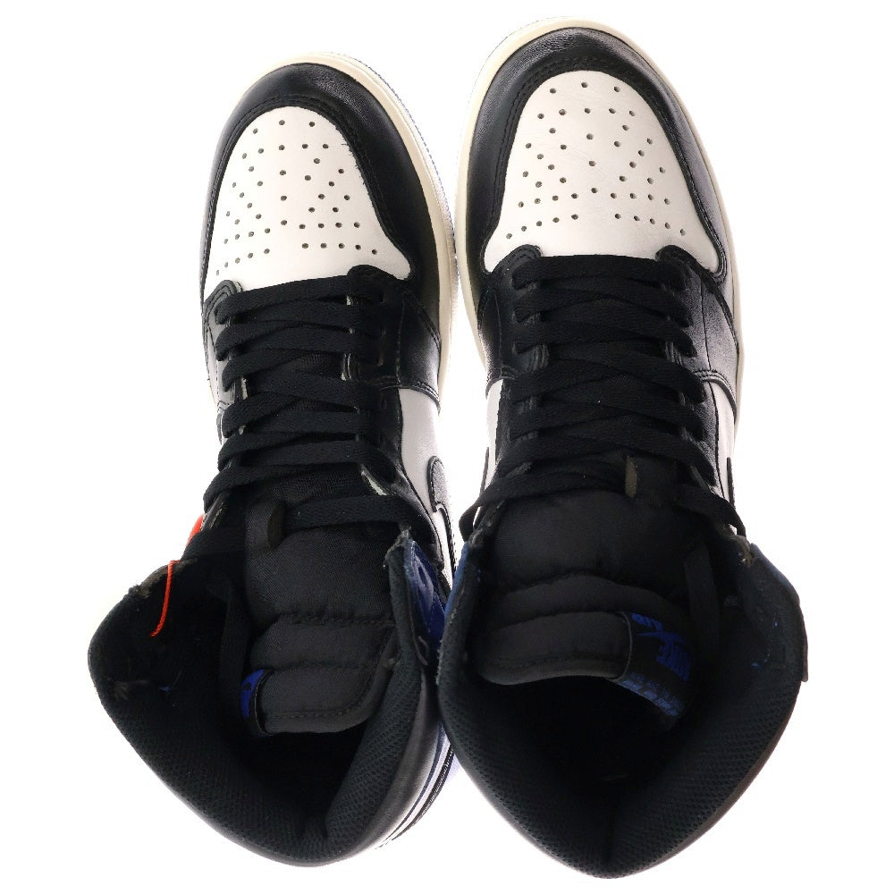 NIKE(ナイキ) ×fragment design RETRO HIGH OG フラグメントデザイン エアジョーダン1 レトロ ハイカットスニーカー ブラック/ブルー US10/28cm 716371-040