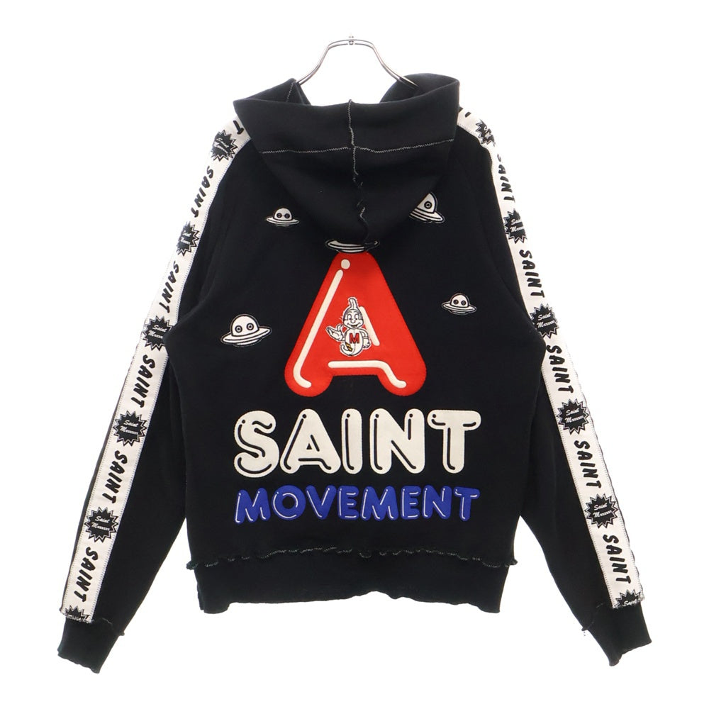 SAINT MICHAEL(セントマイケル) 24AW ×A LOVE MOVEMENT ALM_KNIT JERJEY/BLACK ア ラブ ムーブメント ワッペン/アームロゴ ニットジャージー ブラック SM-YS1-0000-C44
