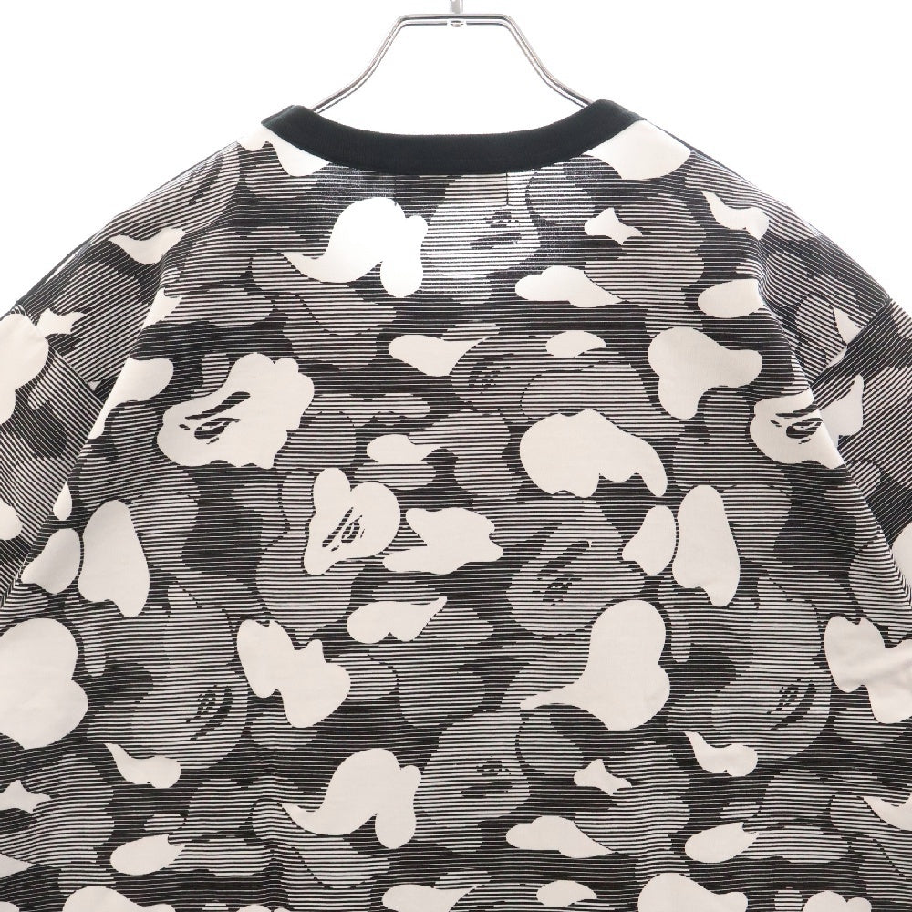A BATHING APE(アベイシングエイプ) バック総柄サルカモ半袖Tシャツ ブラック/グレー